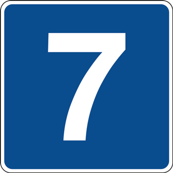 Panneau chiffre 7 bleu