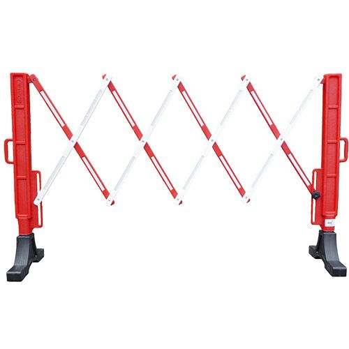 Barriere extensible avec pies en rouge/blanc ou noir/jaune