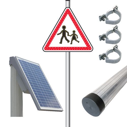 Panneau routier lumineux solaire, panneau de signalisation lumineux solaire