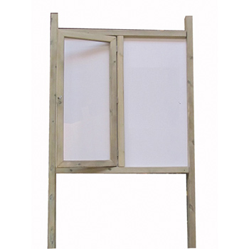 Panneau d'affichage avec demi-vitrine en bois