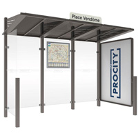 Abri bus Conviviale vitrine droite et bardage gauche