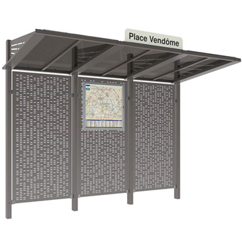 Abri bus Conviviale t�le acier sans bardage