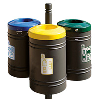 Point de tri d'extérieur 3 flux + 3 poubelles 120L - Rossignol Trirok