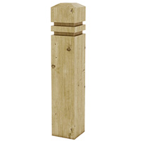 Borne en bois rainures horizontales 14 x 14 cm